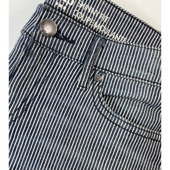 Gap Womens Coupe Moulante Skinny Jeans Blue Pinstripe Stretch Low Rise Denim 2 - Picture 4 of 5